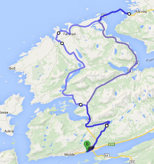 Andra dagens cykling inklusive Atlanterhavsveien längst norrut.